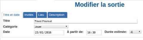 Modification : lancement de sorties