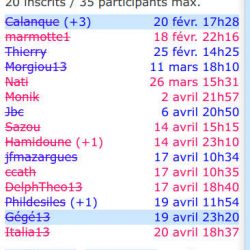 liste des inscrits